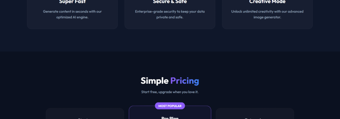 تصميم صفحة هبوط SaaS عصرية (Dark Mode & Glassmorphism)