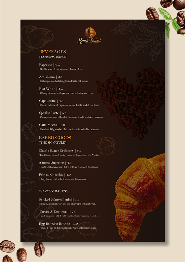 تصميم هوية بصرية كاملة لعلامة “Beans + Baked” للقهوة والمخبوزات