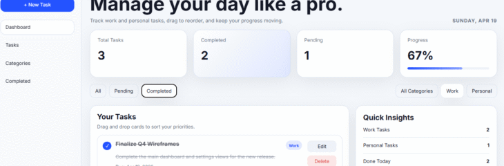 TaskFlow Pro – Smart Task Management Dashboard