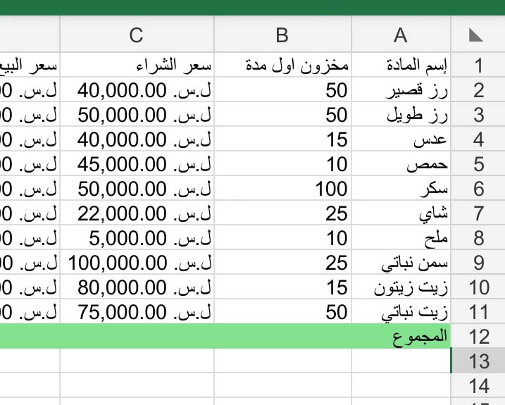 تسجيل حركة المخزون وحساب صافي الأرباح والخسائر